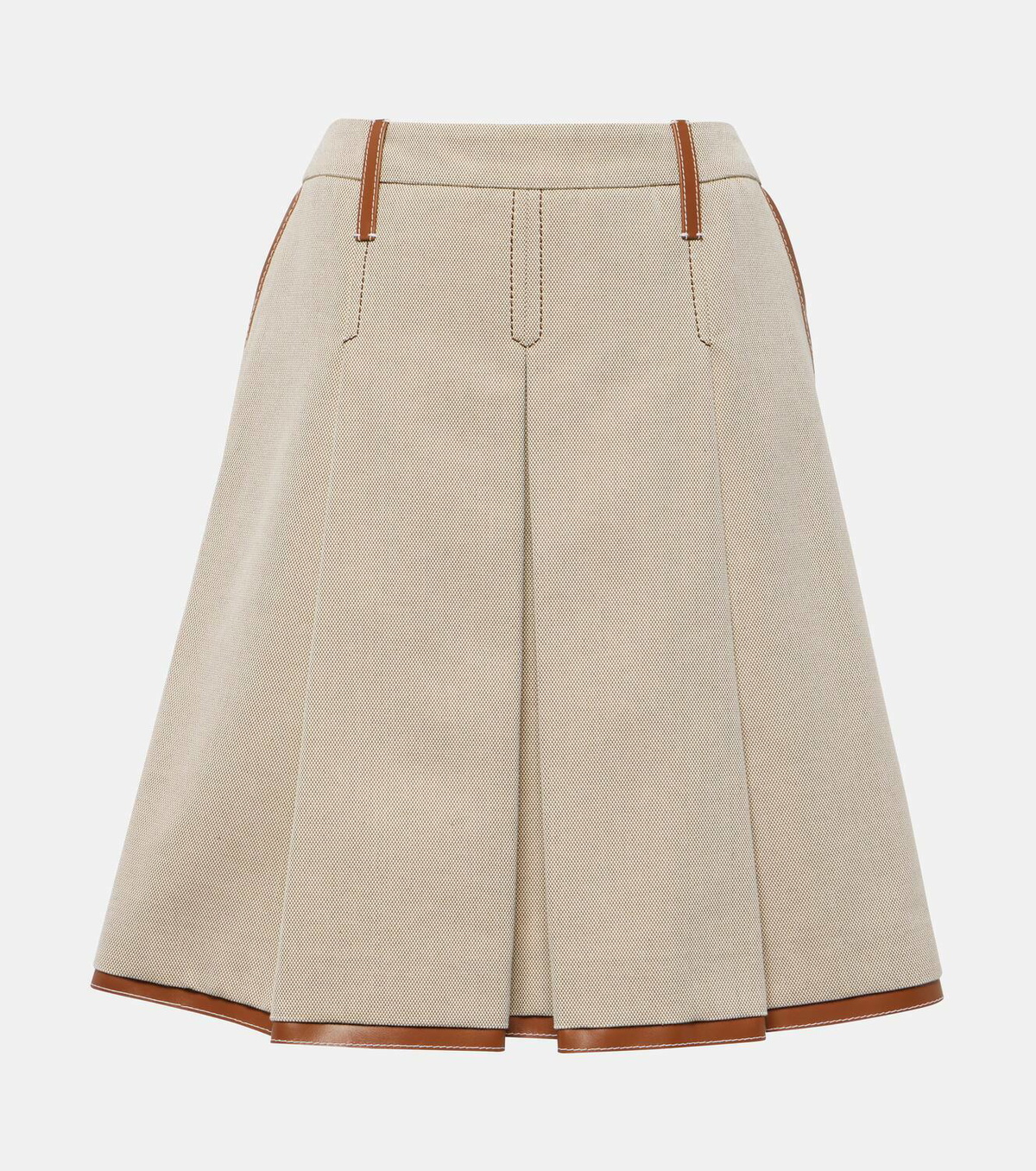 Miu Miu Leather-trimmed jacquard canvas midi skirt Miu Miu
