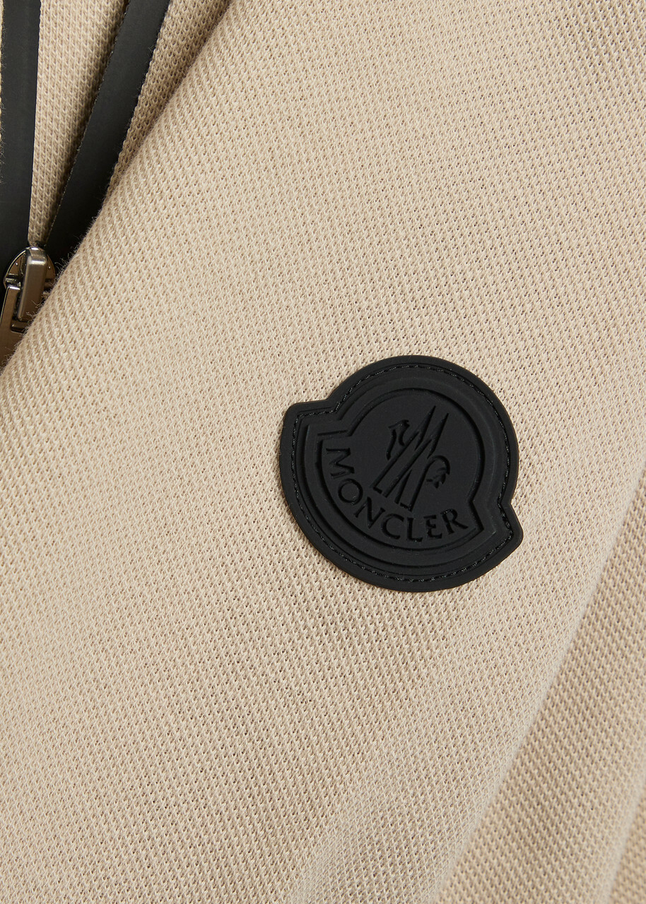 Moncler Half-zip Piqué Cotton Shirt Beige