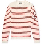 Gucci - Embroidered Striped Cotton and Cashmere-Blend Sweater - Men - Cream