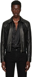 Ernest W. Baker Black Embellished Leather Bomber Jacket
