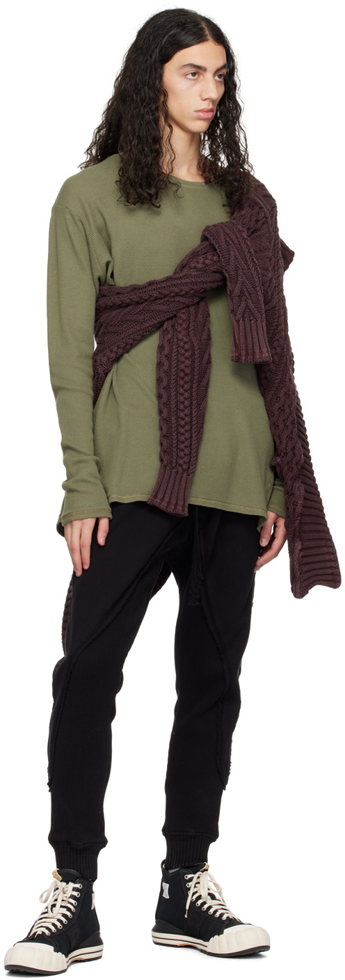 Greg Lauren Green Flat Back Thermal Sweatshirt