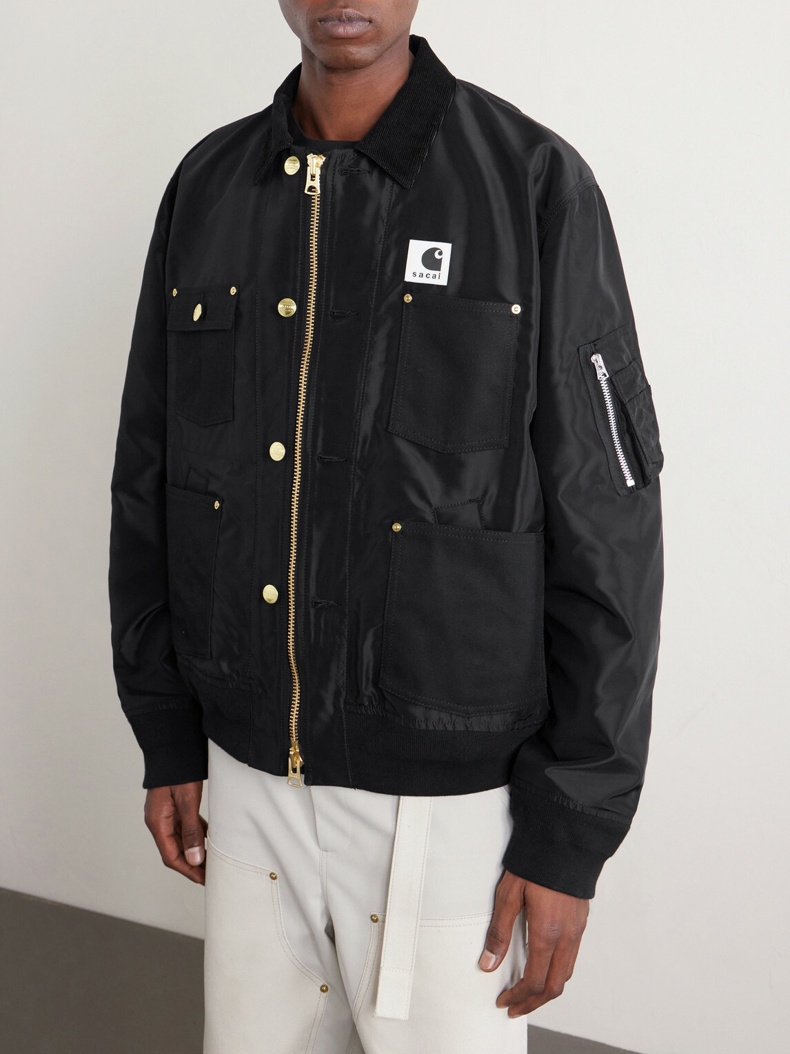 Sacai - Carhart WIP Padded Shell and Cotton-Twill Bomber Jacket - Black