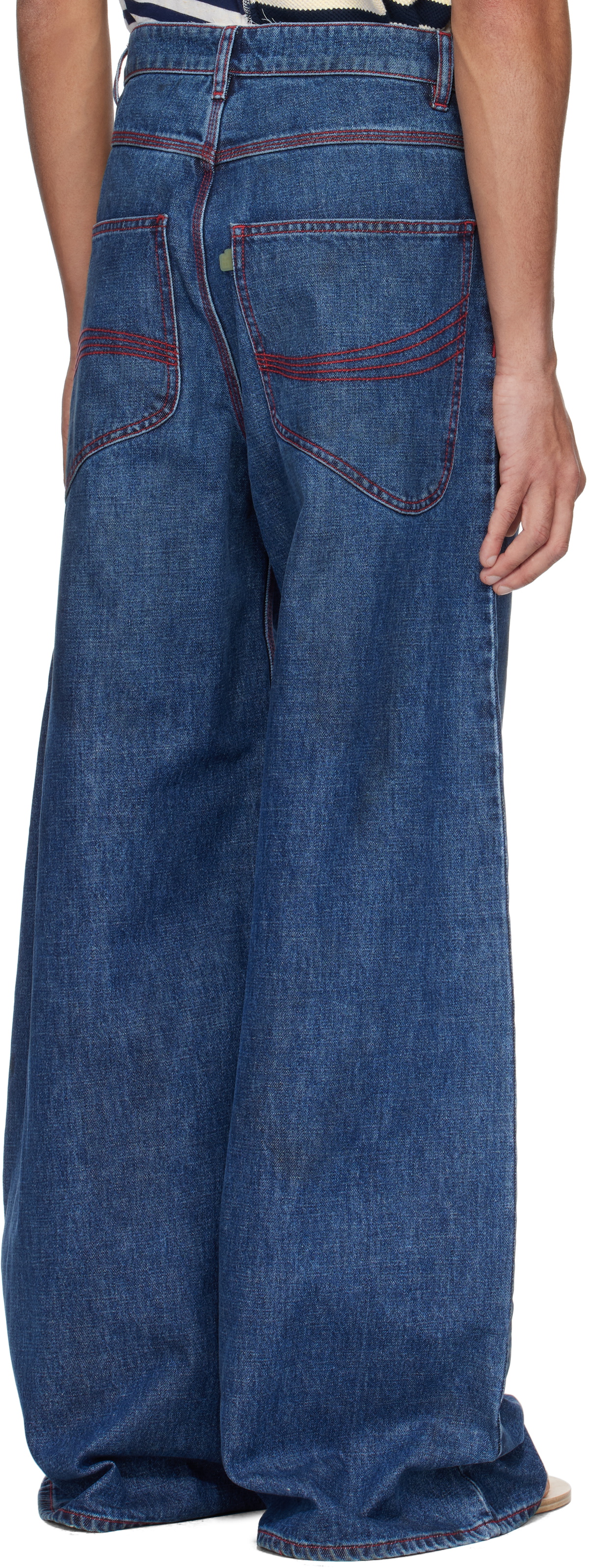 ERL Navy Baggy Indiana Distressed Jeans