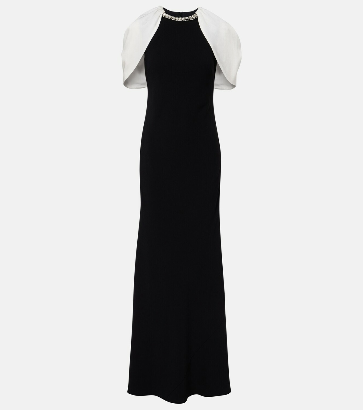 Roland Mouret Embellished caped satin crêpe gown