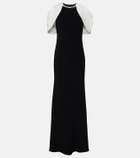 Roland Mouret Embellished caped satin crêpe gown