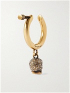 Alexander McQueen - Burnished Gold-Tone Crystal Single Clip Hoop Earring