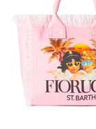 MC2 Saint Barth Colette Pink Cotton Canvas Handbag With Fiorucci Angels Print | Fiorucci Special Edition