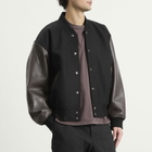 Studio Nicholson Men's Alph Leather Wool Varsity Bomber Jacket in Black/Cocoa