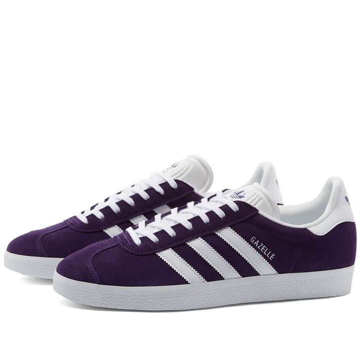 Photo: Adidas Men's Gazelle Sneakers in Rich Purple/White