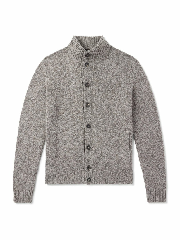 Photo: Incotex - Slim-Fit Wool-Mouliné Cardigan - Brown