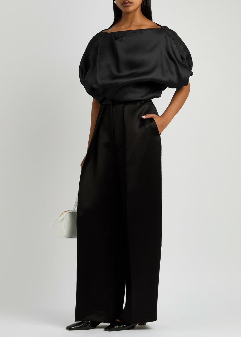 Khaite Niles Draped Silk top Black Khaite