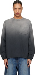 RICE NINE TEN Gray & Black Faded Roomy Sleeve LS T-shirt