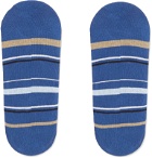 Hugo Boss - Striped Stretch Cotton-Blend No-Show Socks - Blue