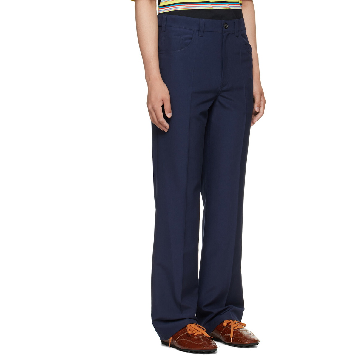 Marni Navy Virgin Wool Trousers