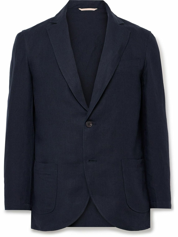 Photo: De Bonne Facture - Essential Unstructured Linen Suit Jacket - Blue