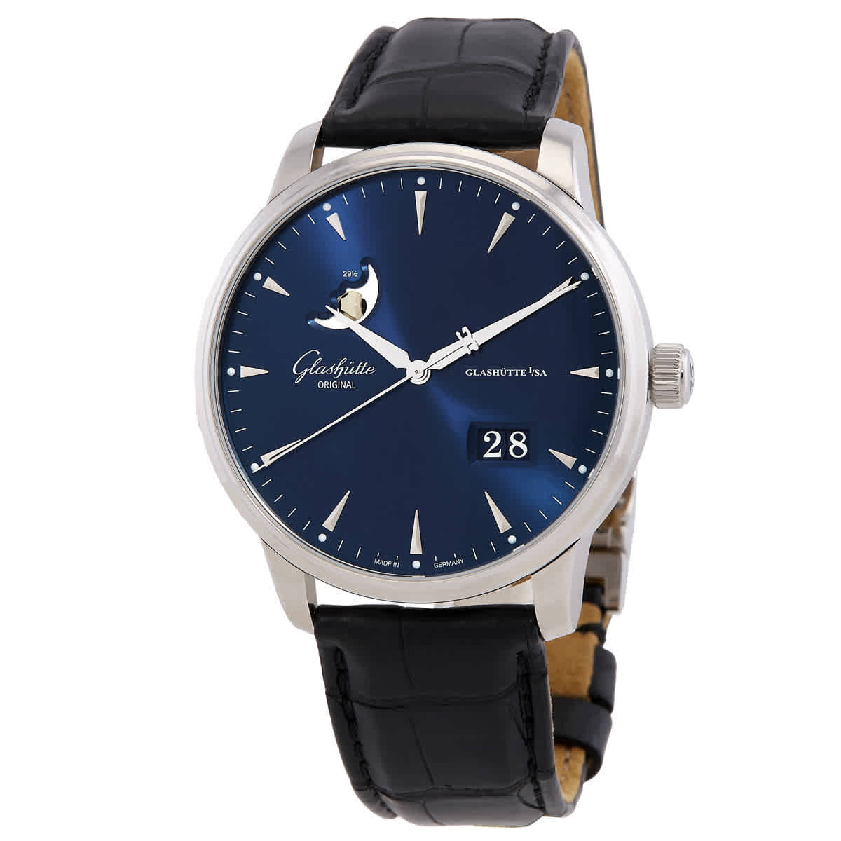 Glashutte Original Senator Excellence Automatic Moon Phase Blue Dial Mens Watch 1-36-04-04-02-50