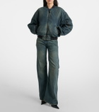 Balenciaga Distressed denim bomber jacket
