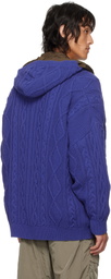 Robyn Lynch Blue Oversized Cable-Knit Hoodie