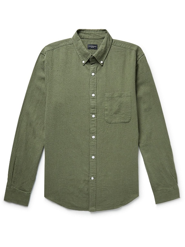 Photo: Club Monaco - Slim-Fit Button-Down Collar Linen and Cotton-Blend Seersucker Shirt - Green
