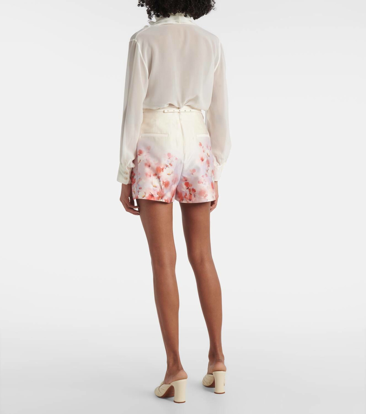 ショートパンツ Zimmermann 'Crush Flat Front' shorts (2355AR251 SCAFLO) Crush Flat Front Short Scarlet Floral Online | Zimmermann