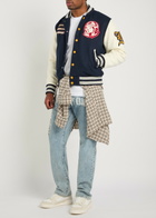Billionaire Boys Club Fanfare Script Panelled Appliquéd Bomber Jacket Navy