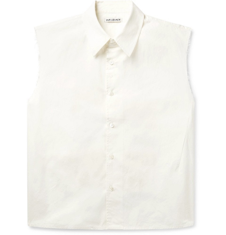 Photo: Our Legacy - Distressed Printed Cotton-Poplin Shirt - White