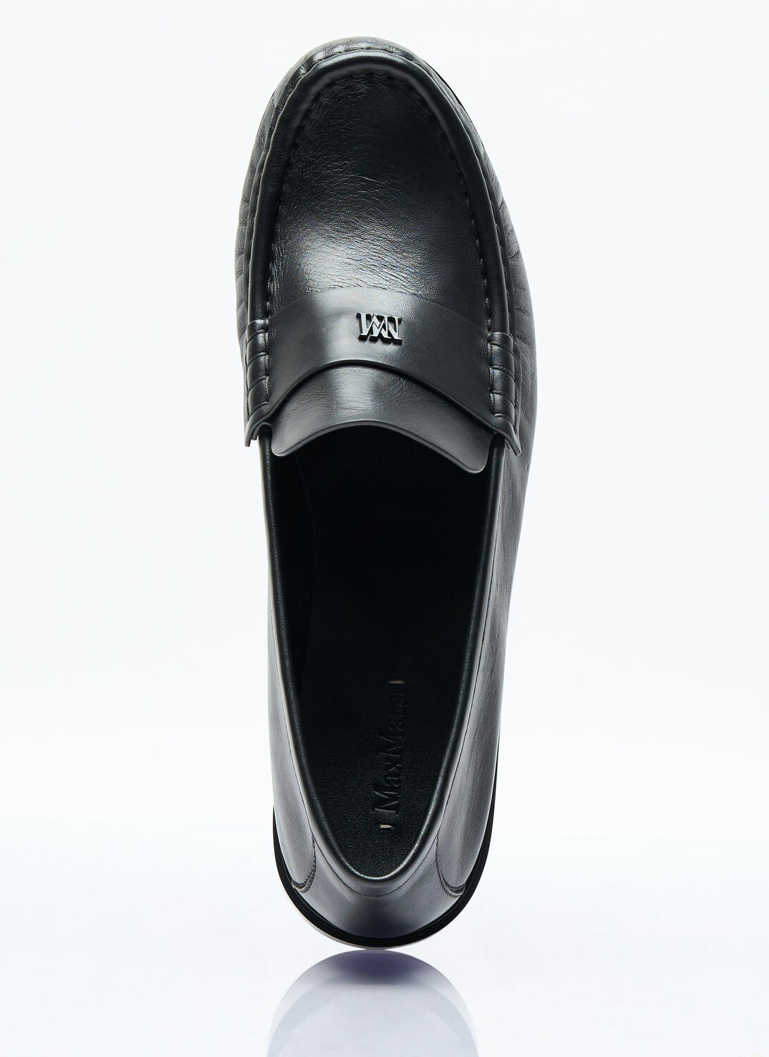 Max Mara Logo Plaque Leather Loafers