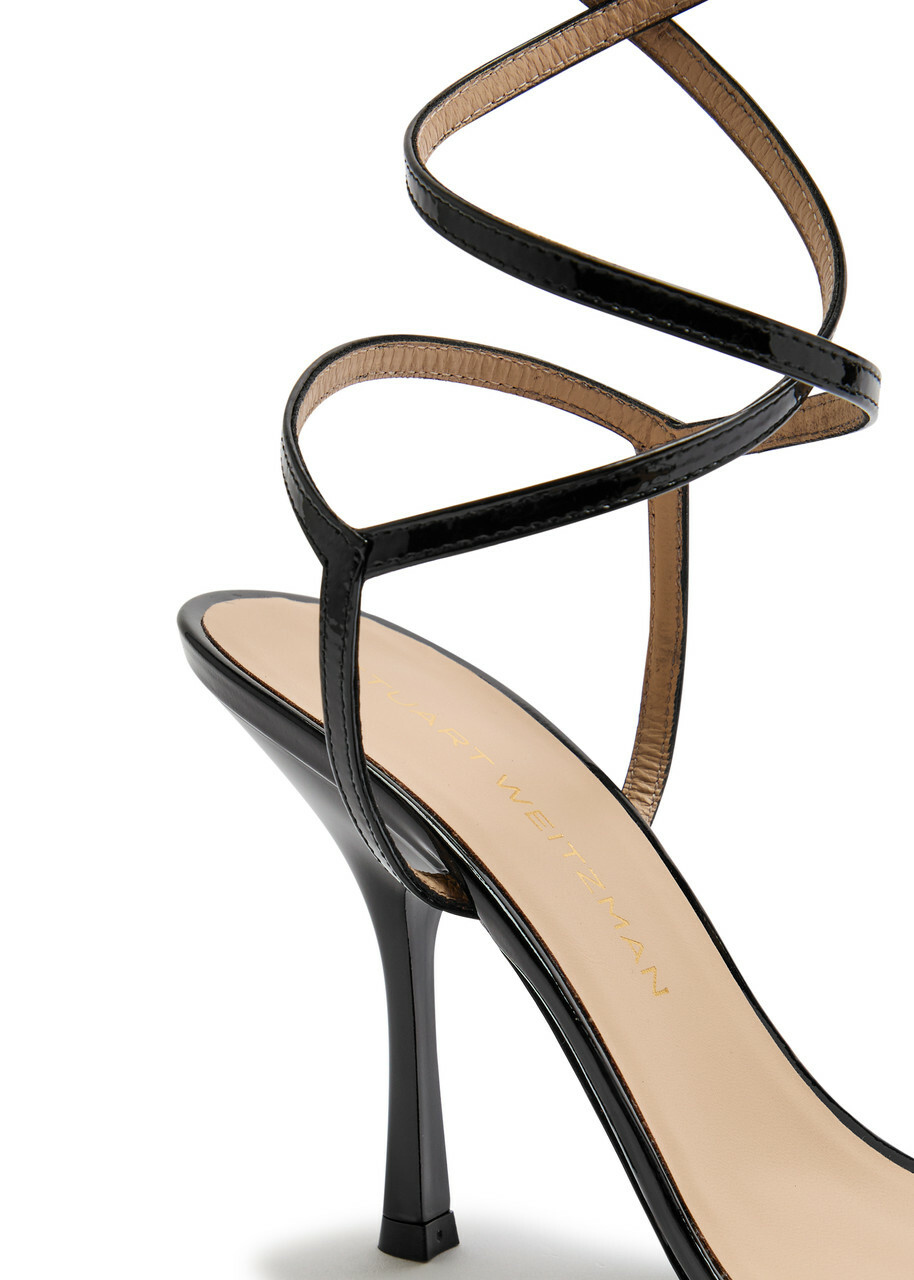 Stuart Weitzman Nudist 100 Patent Leather Sandals Black