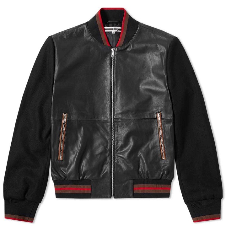 Photo: McQ by Alexander McQueen Soft Leather Varsity Jacket Black