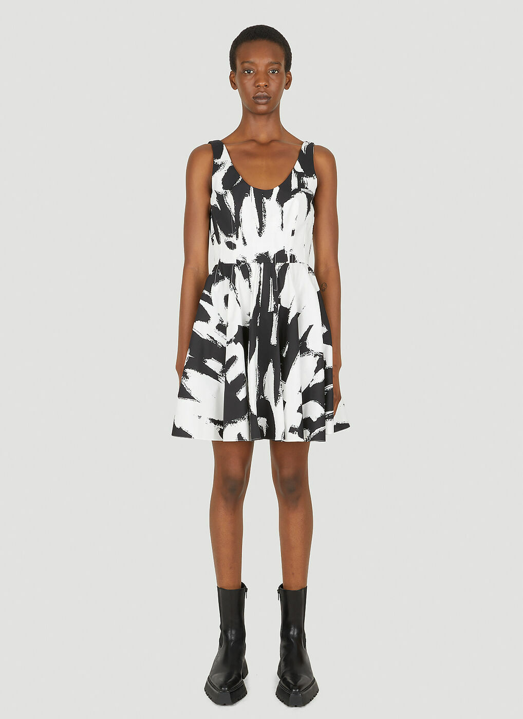 Graffiti Scoop Neck Dress in Black Alexander McQueen