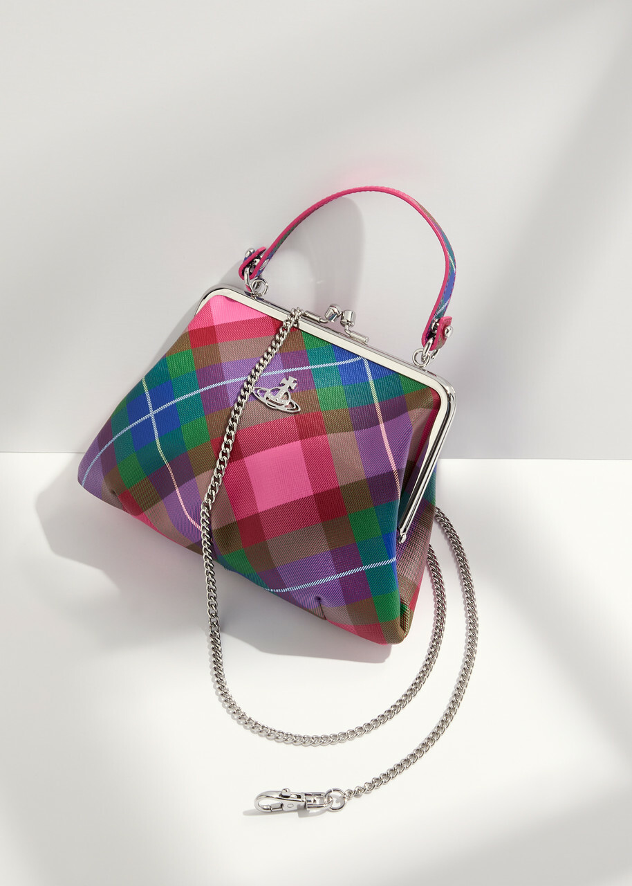 Vivienne Westwood Granny Frame Tartan Leather top Handle bag