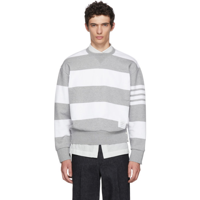 Photo: Thom Browne Grey Striped Cotton Sweatshirt