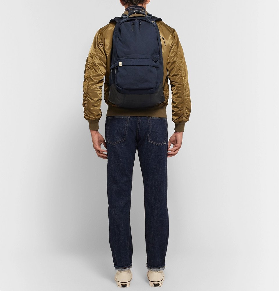 visvim - Leather-Trimmed CORDURA Backpack - Men - Navy Visvim