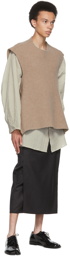 Hed Mayner Grey Wool Wrap Cape Skirt