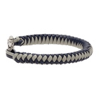 Salvatore Ferragamo Navy and Grey Two-Tone Braided Bracelet