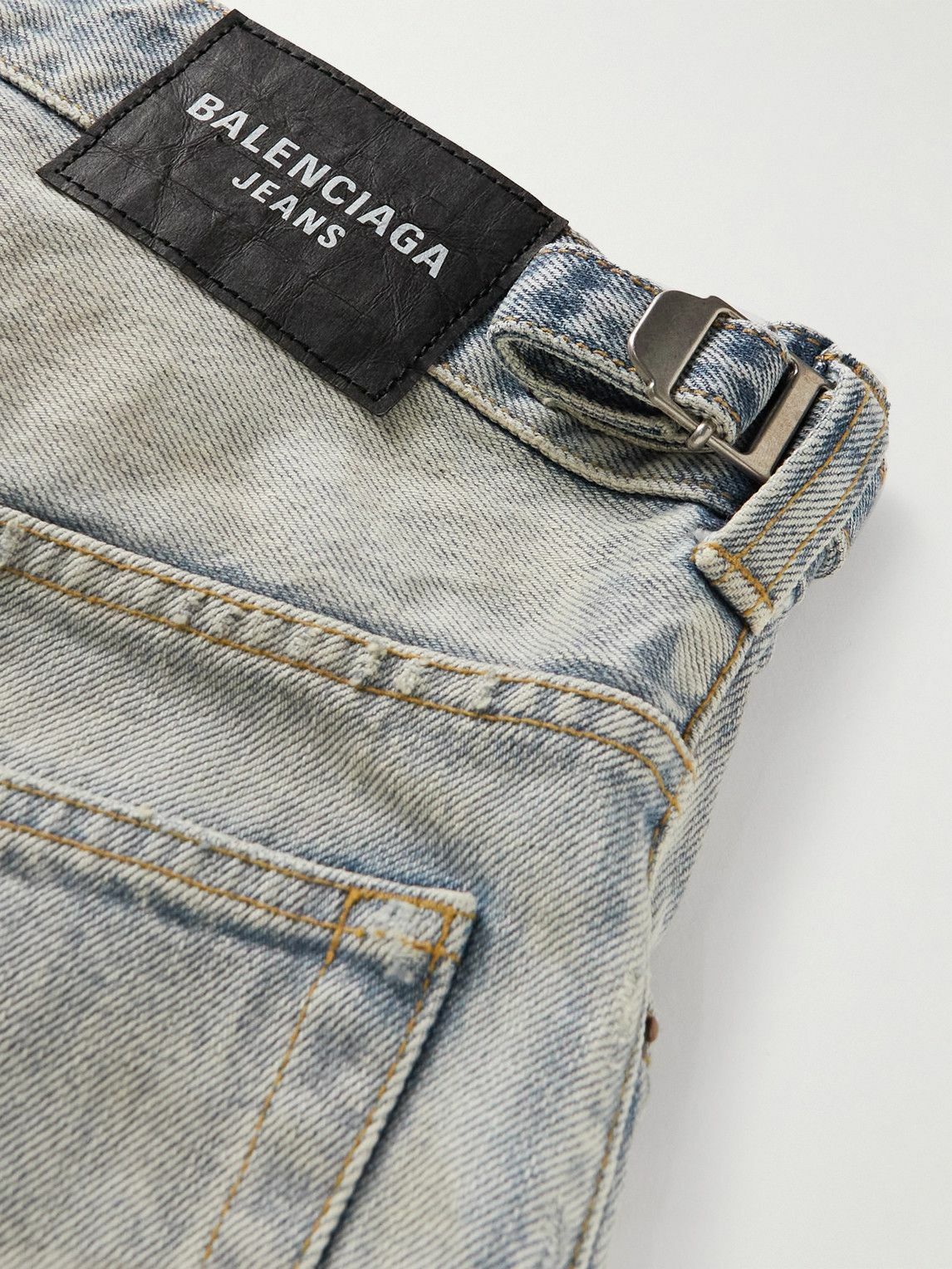 BALENCIAGA Skater Wide-Leg Distressed Denim Shorts for Men