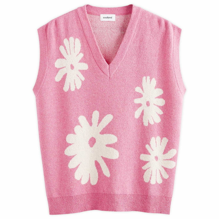 Photo: Soulland Men's Kieran Knitted Vest in Pink Multi