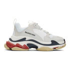 Balenciaga White and Red Triple S Sneakers
