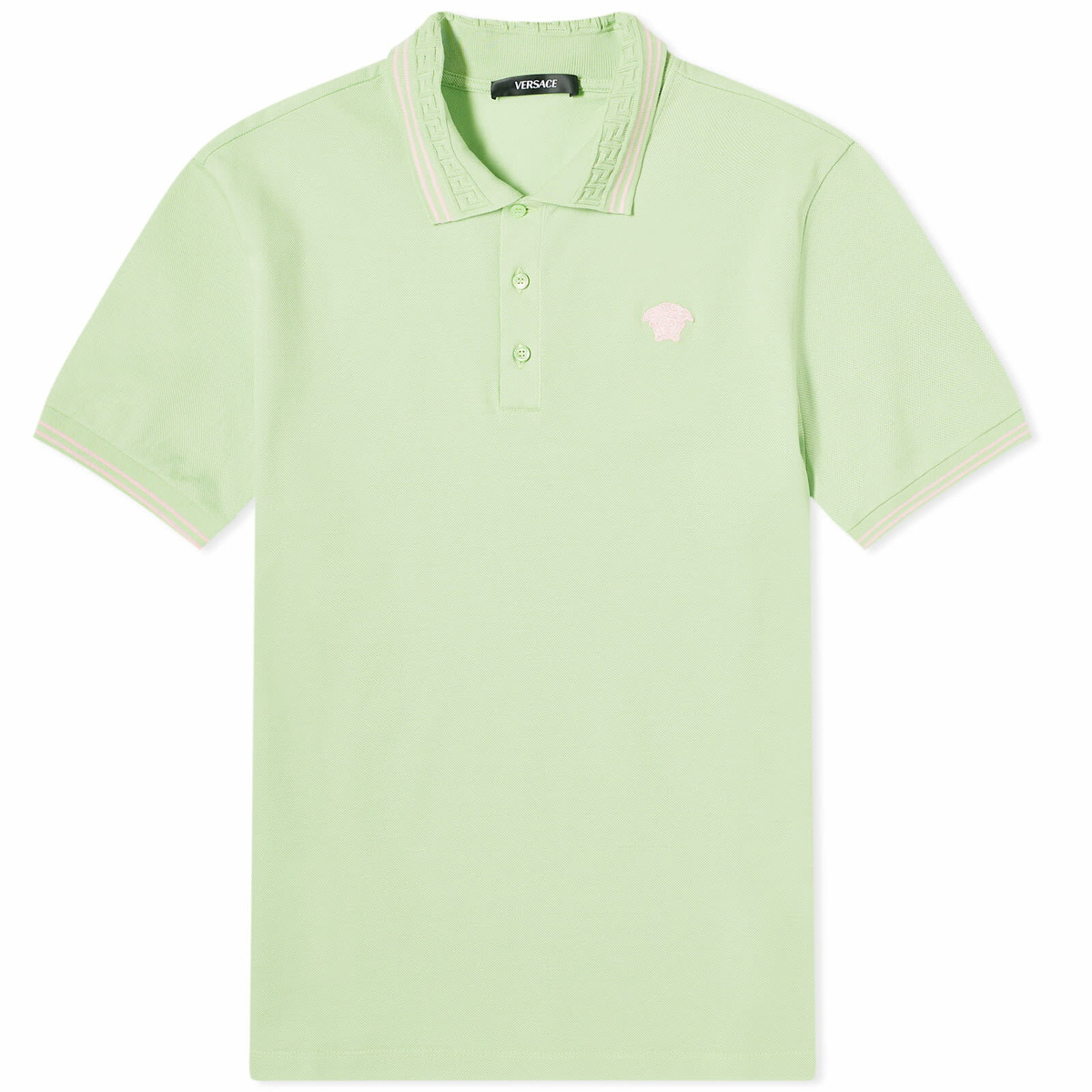 Versace Men's Medusa Embroidery Polo Shirt in Mint Versace