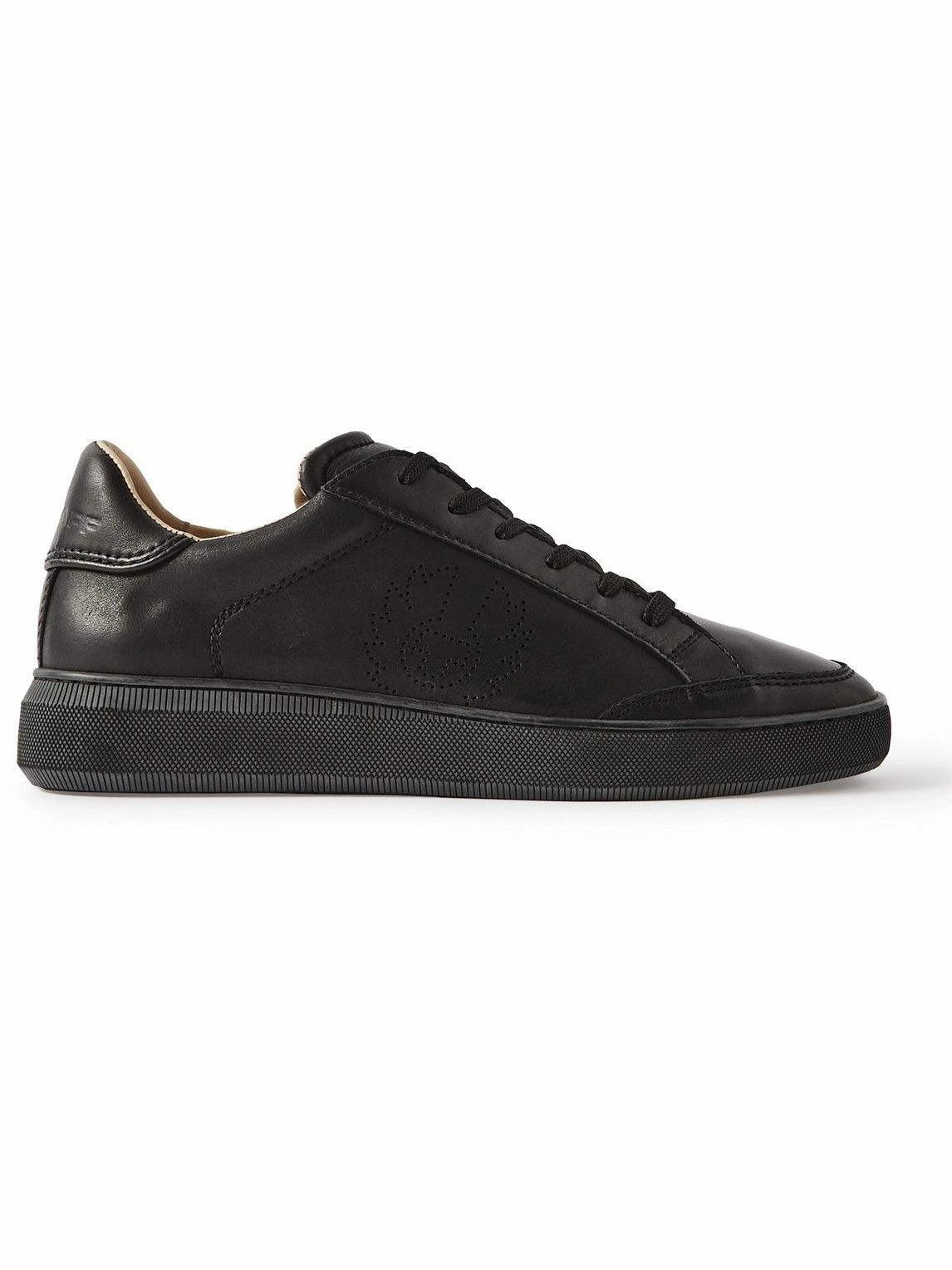 Photo: Belstaff - Track Logo-Perforated Leather Sneakers - Black