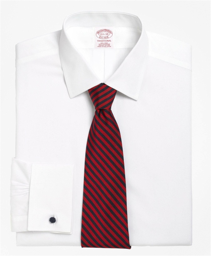Photo: Brooks Brothers Men's Traditional Extra-Relaxed-Fit Dress Shirt, Non-Iron Spread Collar French Cuff | White
