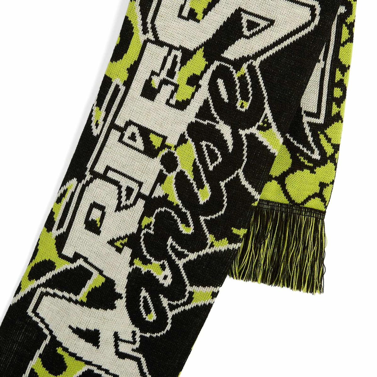 END. x Aries Moto Dodgem Scarf in Black/Green 