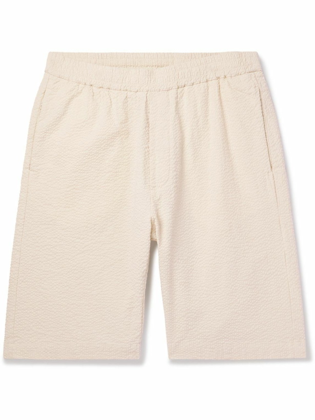 Photo: Barena - Straight-Leg Stretch-Cotton Seersucker Shorts - White