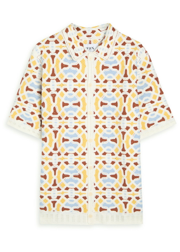 Photo: Wax London Dorset Patterned Crochet Cotton-blend Shirt Ecru