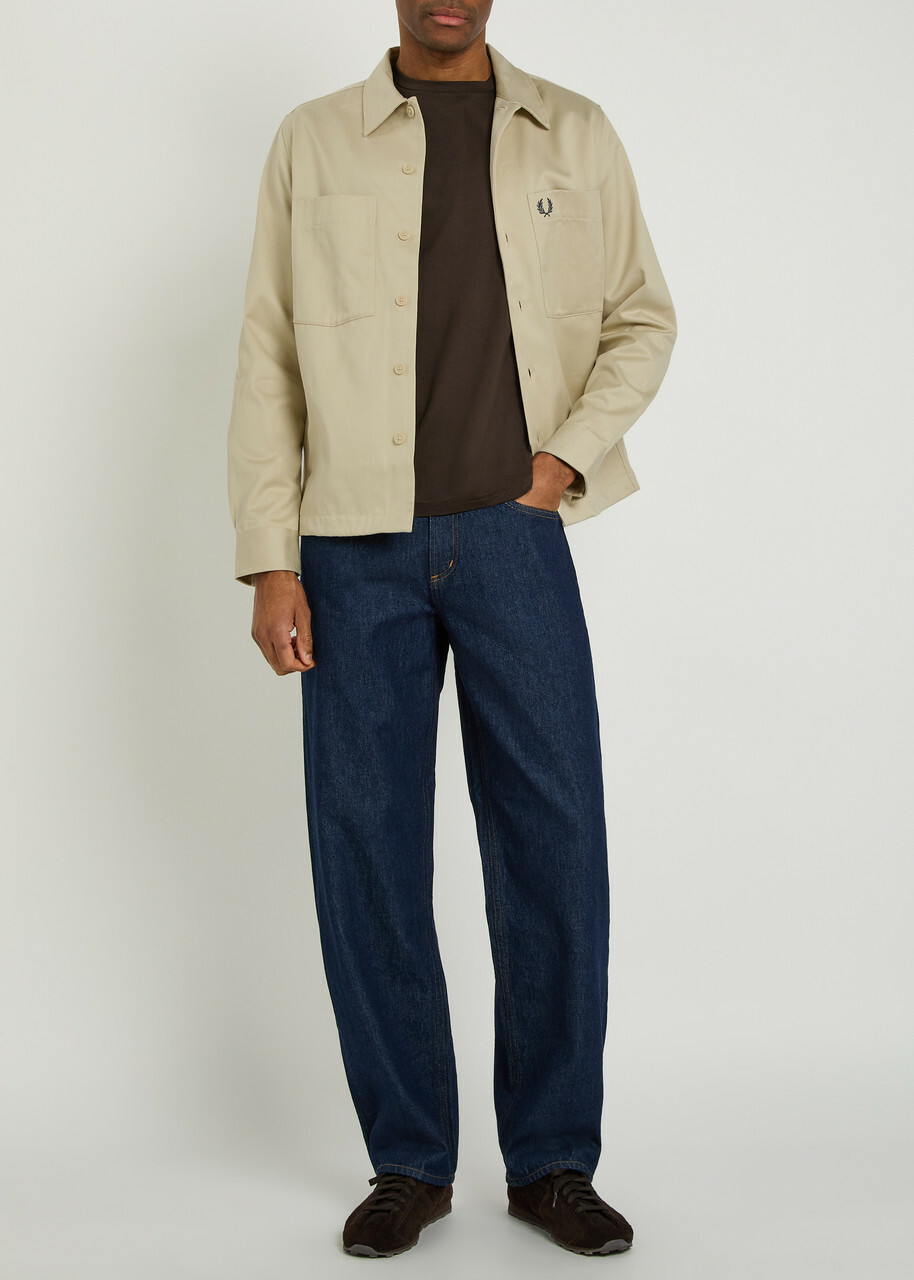 Fred Perry Logo-embroidered Cotton Overshirt Ecru