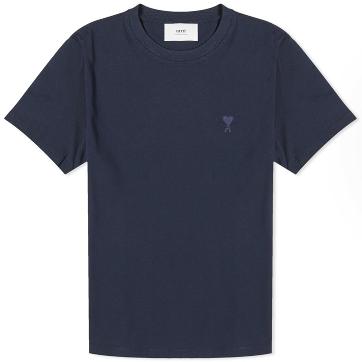 Photo: AMI Paris Men's Tonal A Heart T-Shirt in Night Blue