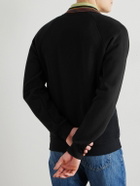 Paul Smith - Striped Cotton-Jersey Zip-Up Sweatshirt - Black
