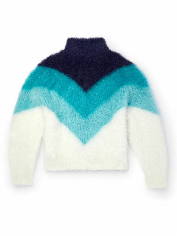 Photo: Bottega Veneta - Chevron Knitted Rollneck Sweater - Blue