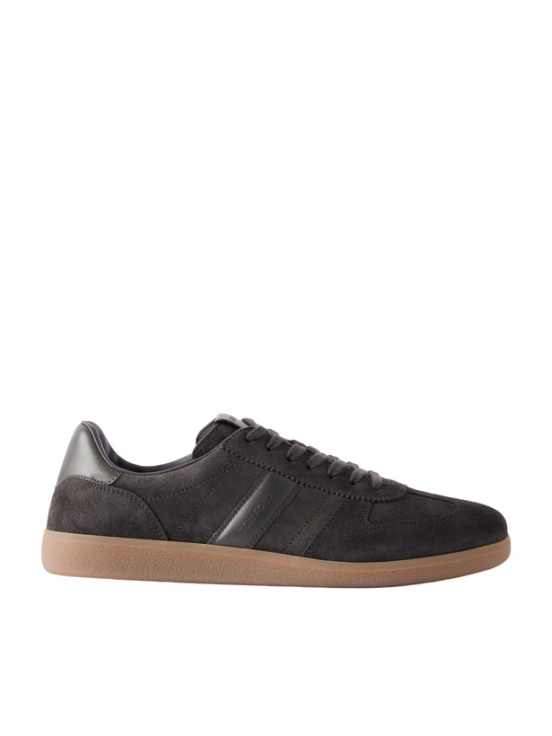 Photo: TOM FORD - Archer Leather-Trimmed Suede Sneakers - Gray
