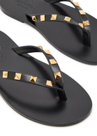 Valentino Garavani Rockstud Thong Leather Sandals Black